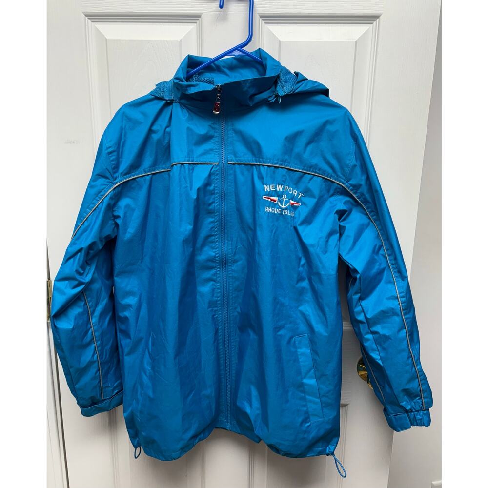 DIMCO Jacket Blue Hooded Sailing Newport Rhode Island, Mens Shell Coat, Size M